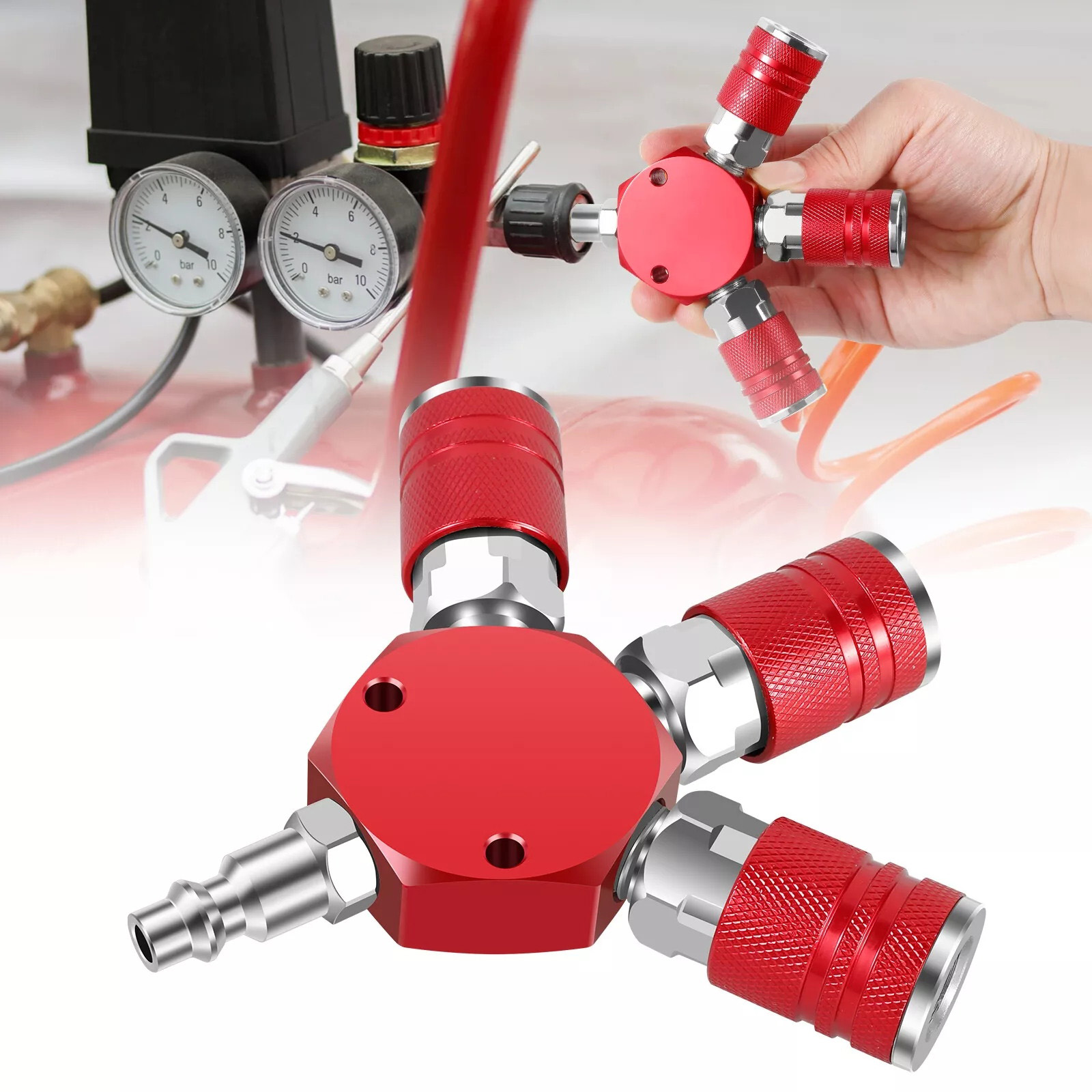 Air Compressor 300Psi Heavy Duty - 1/4 인치 3방향 에어 매니폴드 스플리터
