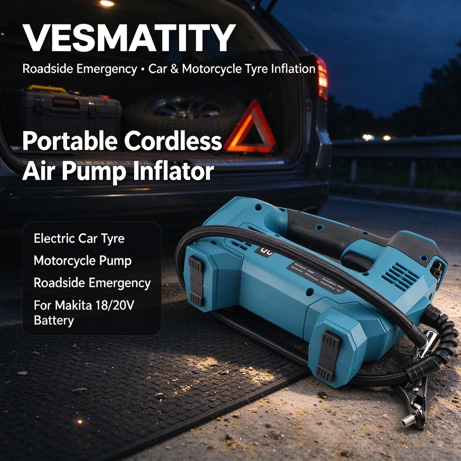 Cordless Air Pump 20V Battery - 휴대용 무선 에어 펌프, 전기 자동차