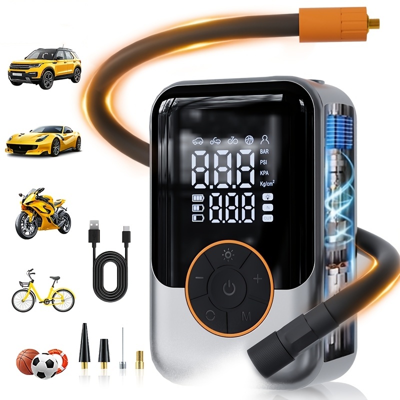 Cordless Tire Inflator 150Psi - 휴대용 타이어 공기 주입기, 자동 전원