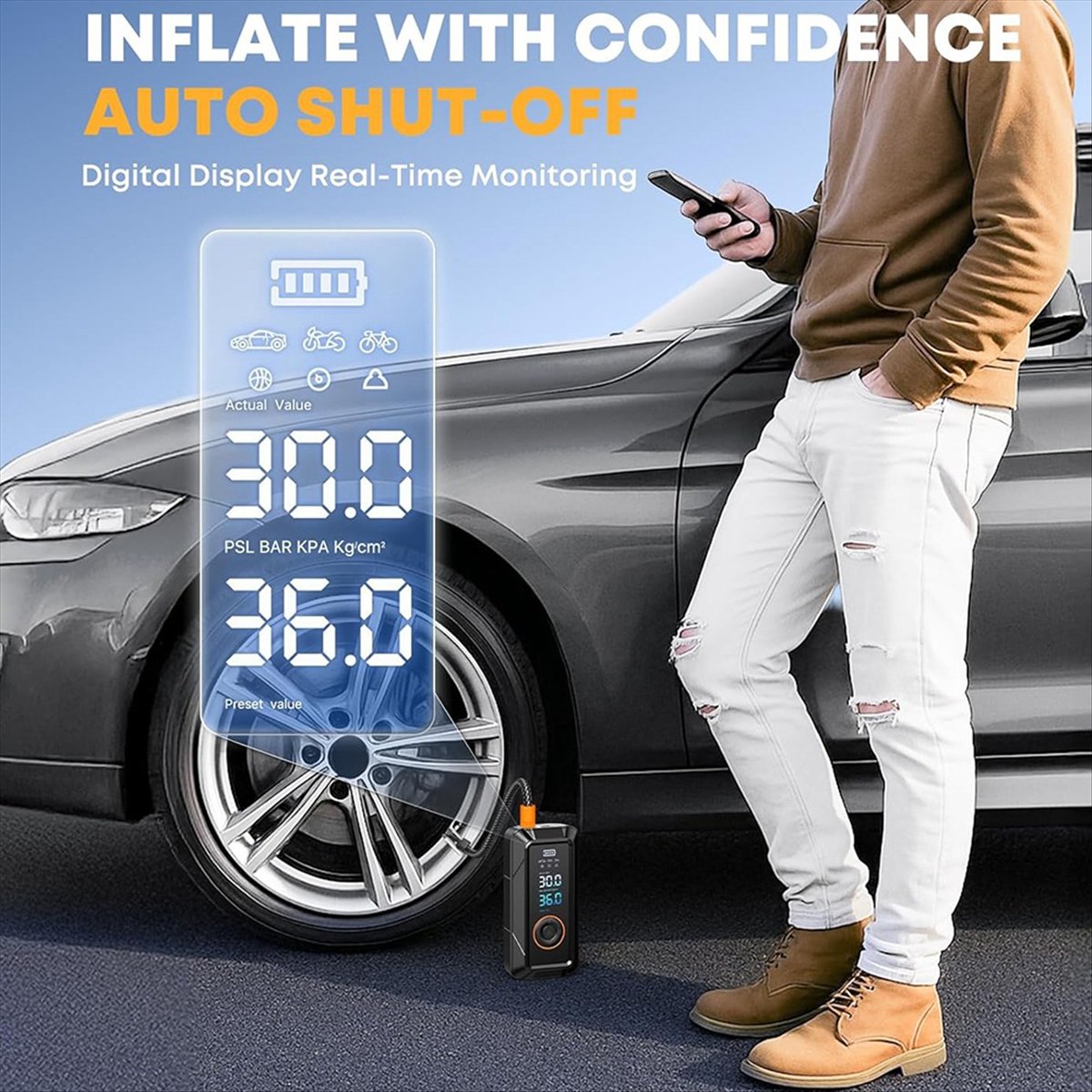 Cordless Inflator For Car Bike Ball - L77A 휴대용 타이어 공기 주입기 에어
