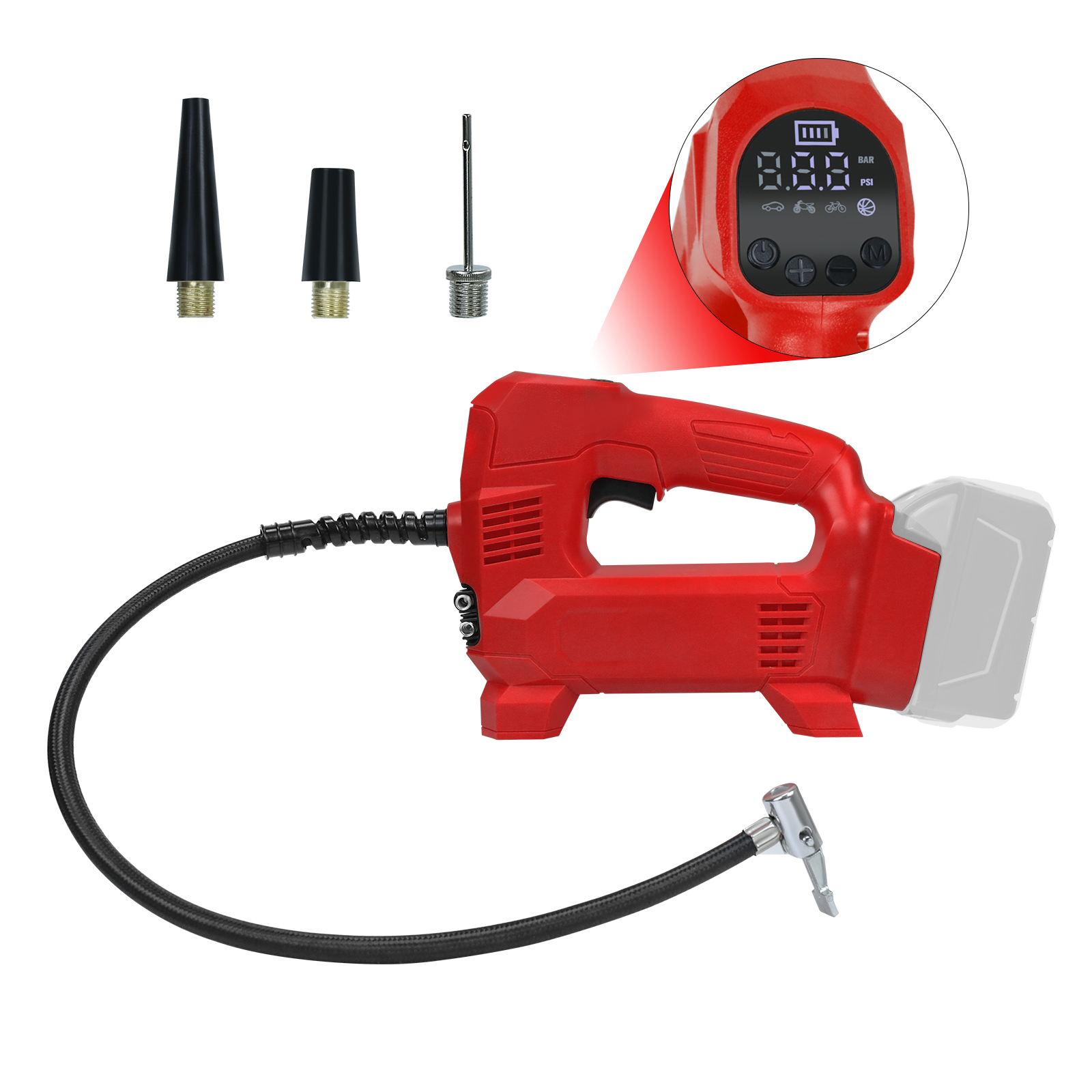 Cordless Tire Inflator 150Psi - 디지털 압력 게이지가 있는 휴대용 공기