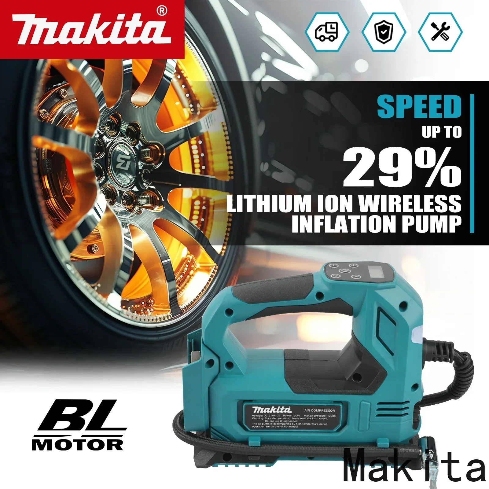 Cordless Tire Inflator 150Psi - Makita DYS59 자동 무선 팽창기 전기