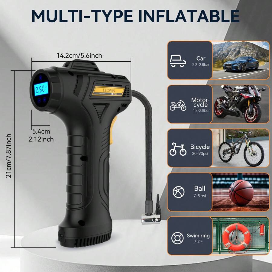 Cordless Inflator For Car Bike Ball - 무선 디지털 타이어 공기 주입기 자동