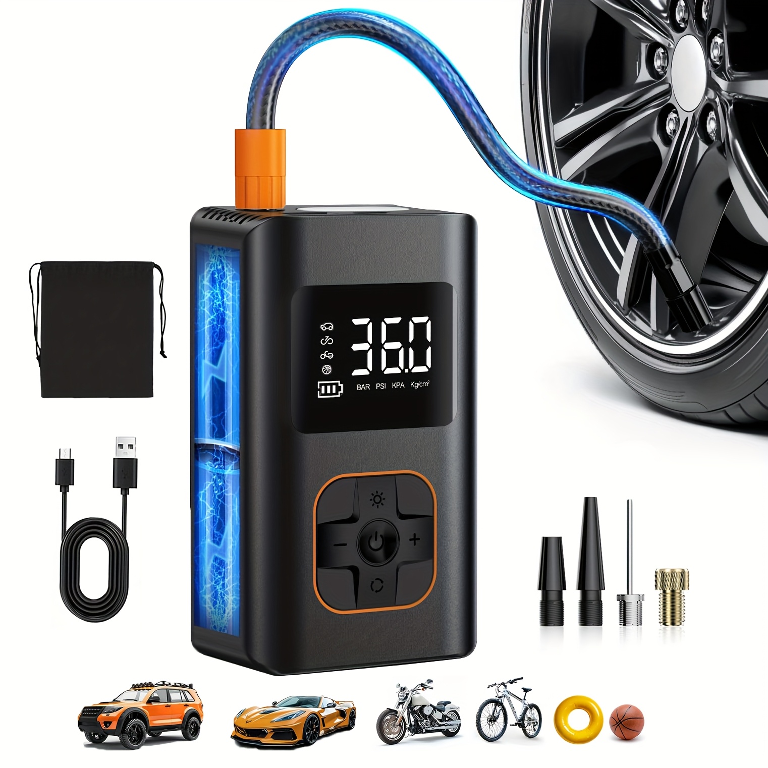 Digital Tire Pressure Gauge Rechargeable - 자동 전원 차단 기능이 있는 휴대용