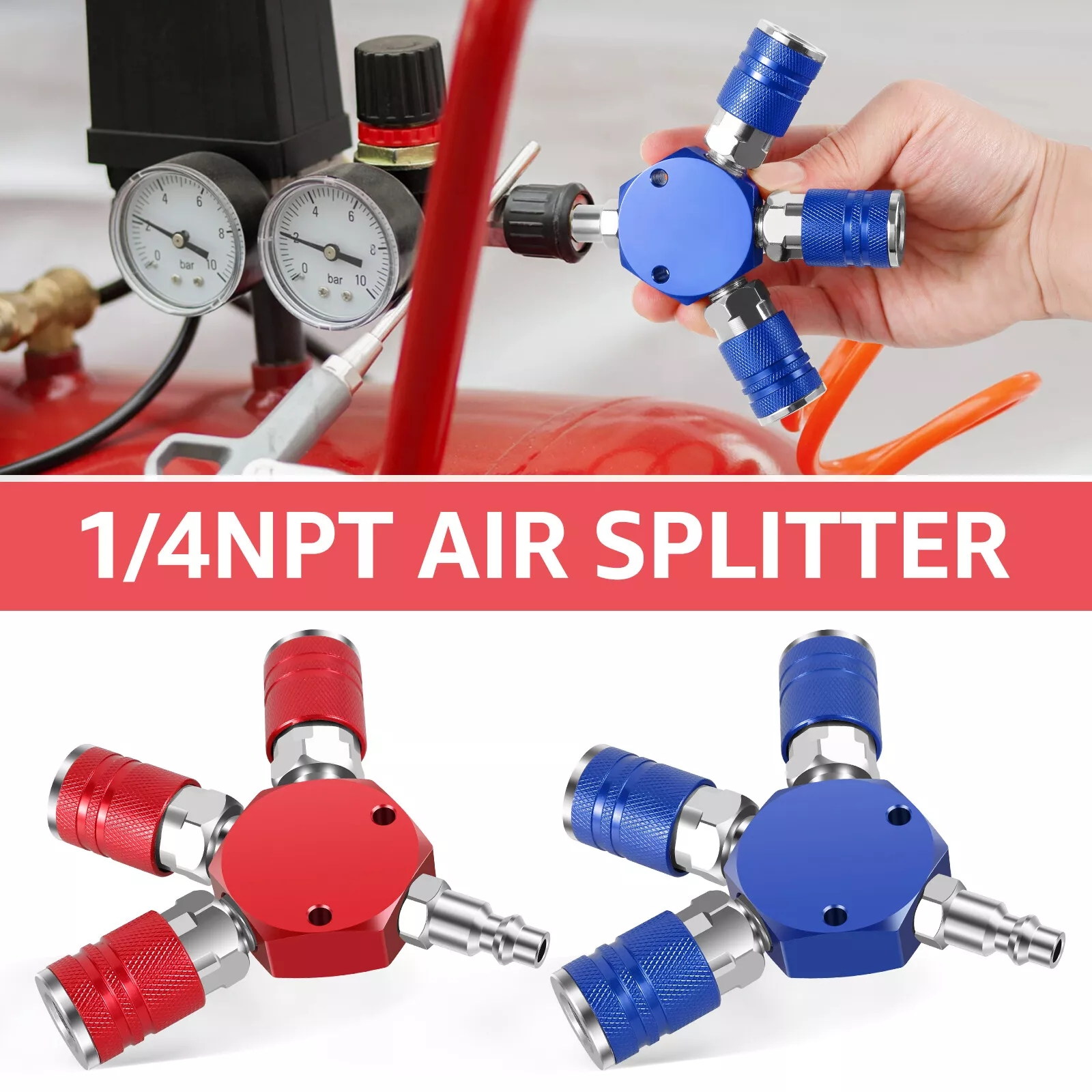 1/4 인치 3방향 에어 매니폴드 스플리터 스틸+알루미 - Air Compressor 300Psi Heavy Duty 리뷰 및 가격