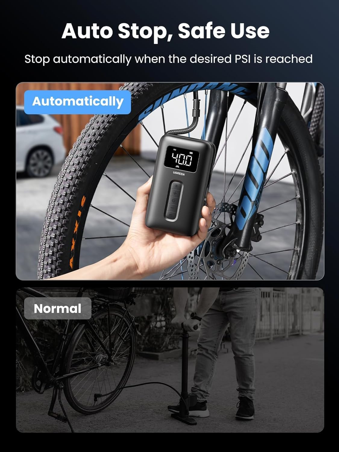 UGREEN 휴대용 타이어 공기 주입기, 배터리 내장  - Cordless Inflator For Car Bike Ball 리뷰 및 가격