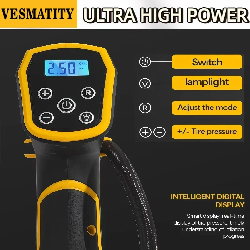VESMATITY CQB02 무선 차량용 타이어 공기  - Cordless Inflator For Car Bike Ball 리뷰 및 가격